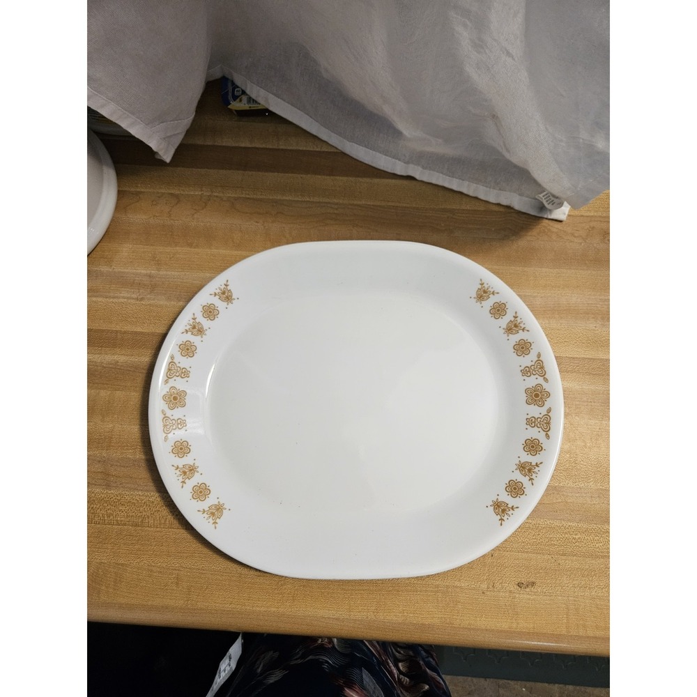 Vintage Serving Platter Corelle by Corning - Butterfly Gold Pattern -  12 1/4"